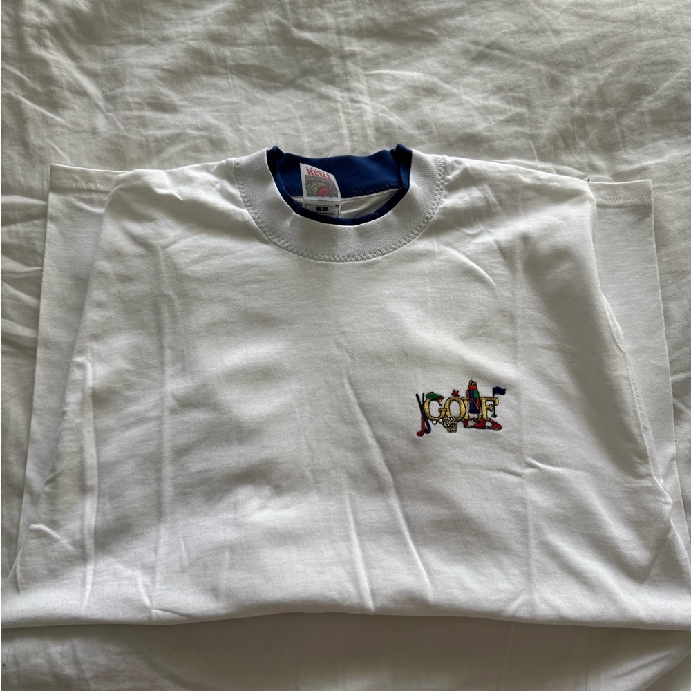 Hanes White Short Sleeve Tee with Embroidered Logo